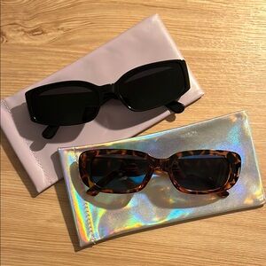 Stylish Black and Cheetah Print Sunglasses Set